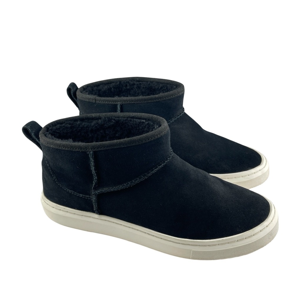 UGG Alameda Women's Mini Boots 9.5 Black Suede Sneaker Pull-On Ankle Booties